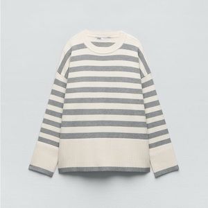Zara Cream & Grey Striped Sweater